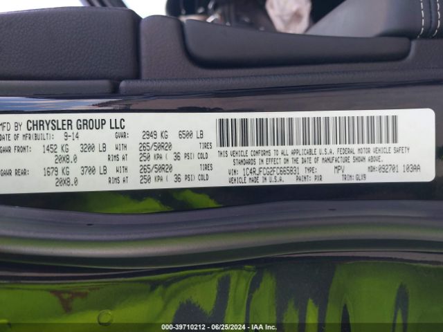 1C4RJFCG2FC665831 Jeep Grand Cherokee Overland