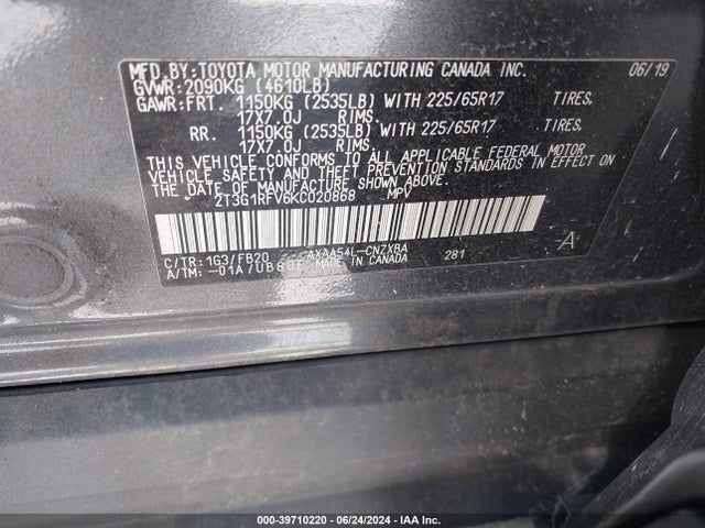 Toyota RAV4 LE 2019 2T3G1RFV6KC020868 Image 9