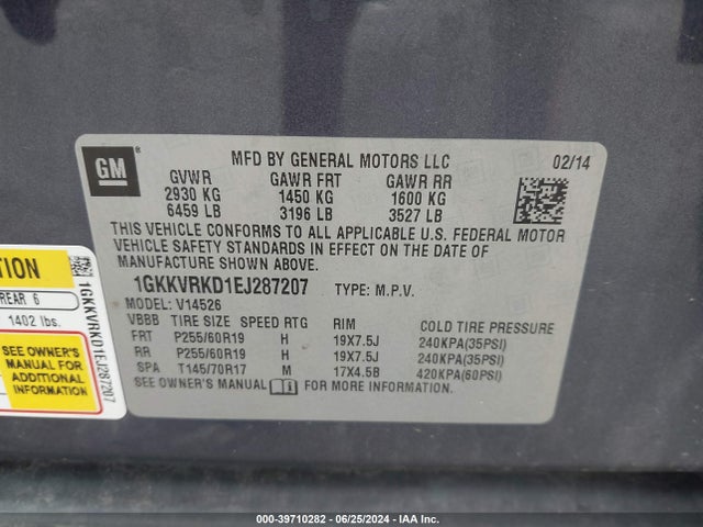 GMC Acadia Slt-1 2014 1GKKVRKD1EJ287207 Image 9