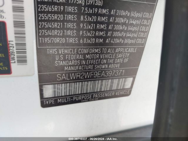 SALWR2WF9EA397371 Land Rover Range Rover Sport 3.0l V6 Supercharged Hse