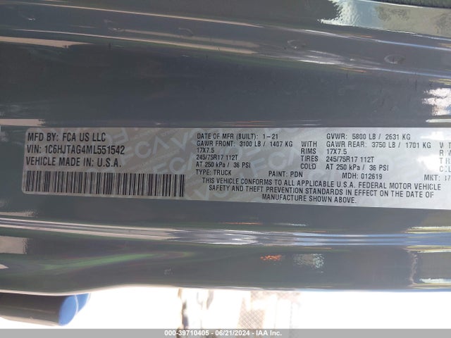 1C6HJTAG4ML551542 Jeep Gladiator Sport S 4x4