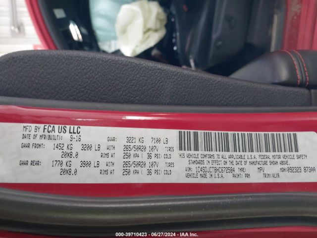 1C4SDJCT8HC672584 Dodge Durango R/t Awd