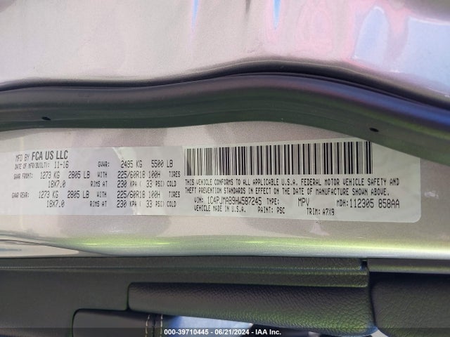 1C4PJMAB9HW587245 Jeep Cherokee Altitude 4x4