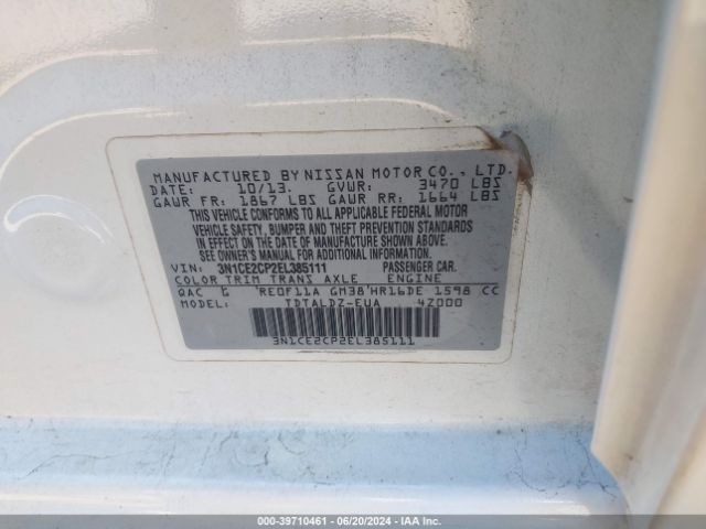 3N1CE2CP2EL385111 Nissan Versa Note Sv