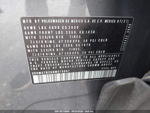 3VVWX7B26NM019901 Volkswagen Taos 1.5t Se