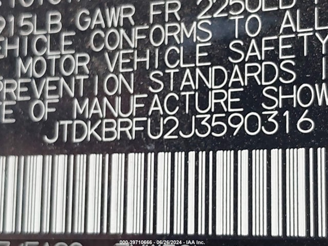 Toyota Prius Two 2018 JTDKBRFU2J3590316 Image 9