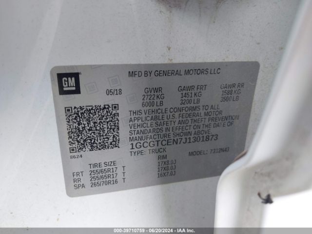 1GCGTCEN7J1301873 Chevrolet Colorado Lt