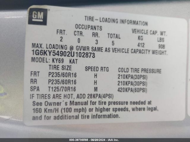 2002 CADILLAC SEVILLE 1G6KY54902U102873 Photo 8