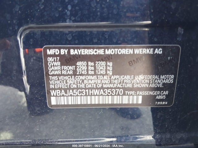 WBAJA5C31HWA35370 BMW 530I