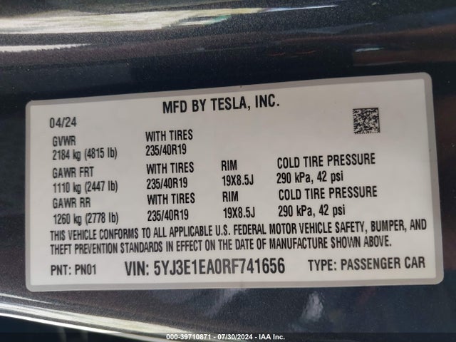 2024 TESLA MODEL 3 5YJ3E1EA0RF741656 Photo 8