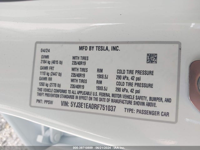 2024 TESLA MODEL 3 5YJ3E1EA0RF751037 Photo 8