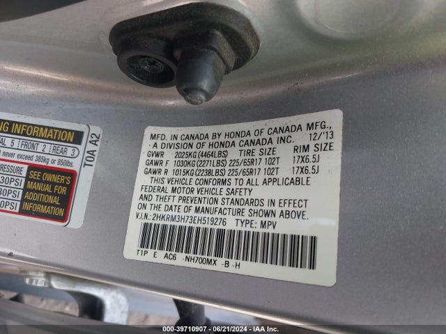 Honda Cr-v Ex-l 2014 2HKRM3H73EH519276 Image 9