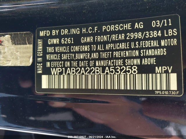 2011 PORSCHE CAYENNE WP1AB2A22BLA53258 Photo 8