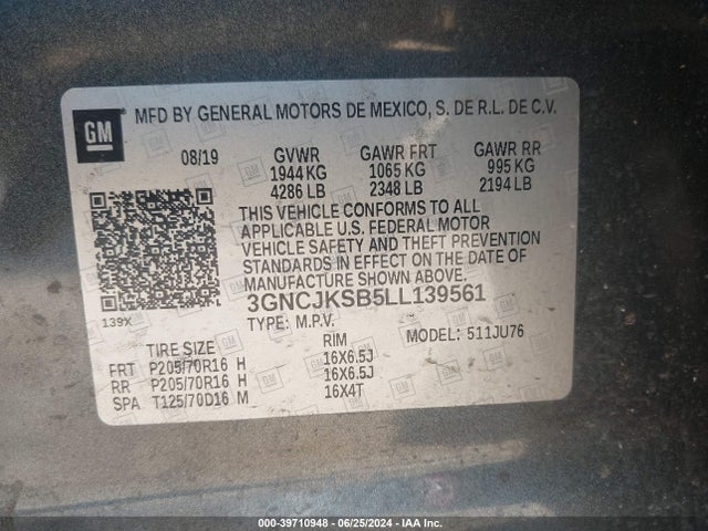 Chevrolet Trax Fwd Ls 2020 3GNCJKSB5LL139561 Image 9