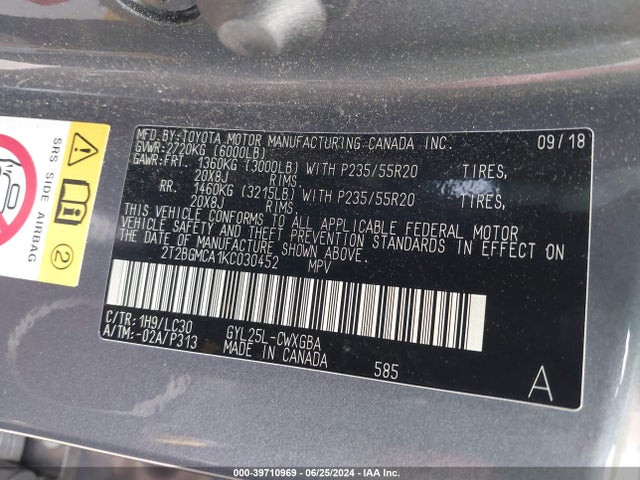 2T2BGMCA1KC030452 Lexus Rx 450h F Sport