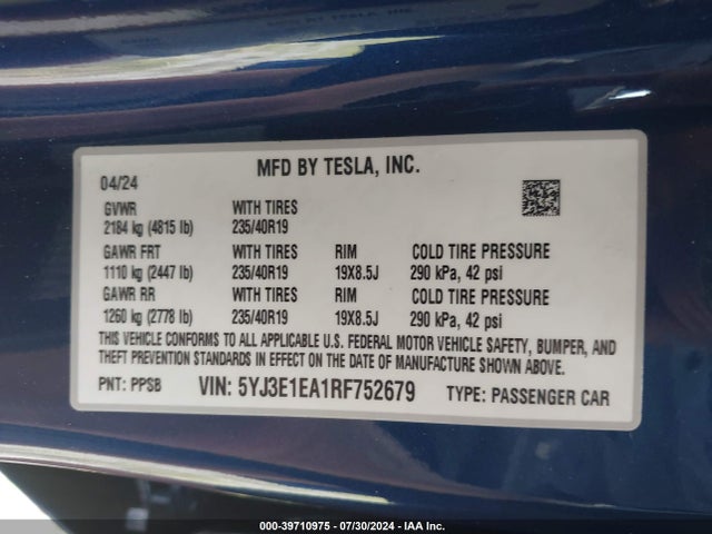 2024 TESLA MODEL 3 5YJ3E1EA1RF752679 Photo 8