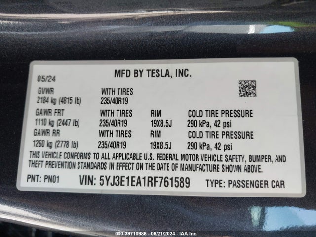 2024 TESLA MODEL 3 5YJ3E1EA1RF761589 Photo 8