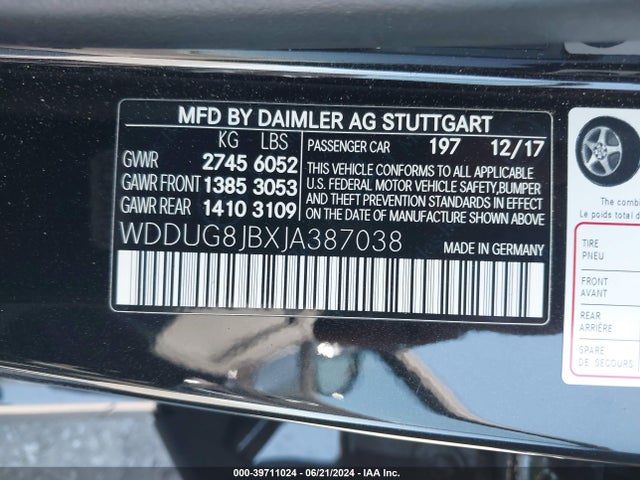 WDDUG8JBXJA387038 Mercedes-Benz Amg S 63 4matic