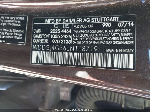 WDDSJ4GB6EN118719 Mercedes-Benz CLA 250 4MATIC