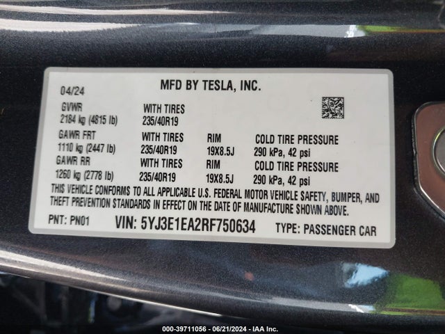 2024 TESLA MODEL 3 5YJ3E1EA2RF750634 Photo 8