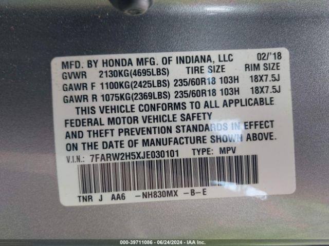 7FARW2H5XJE030101 Honda CR-V EX
