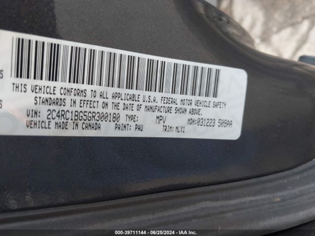 2C4RC1BG5GR300180 Chrysler Town & Country Touring