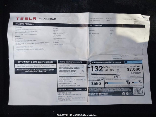 Tesla Model 3 Rear-wheel Drive 2024 5YJ3E1EA4RF752501 Image 16