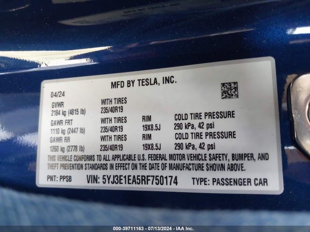 2024 TESLA MODEL 3 5YJ3E1EA5RF750174 Photo 8
