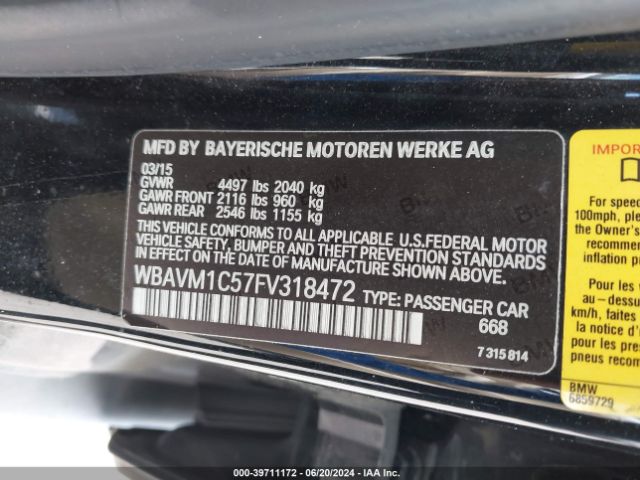 WBAVM1C57FV318472 BMW X1 Sdrive28i
