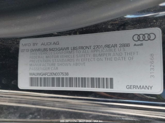 WAUWGAFC2EN037538 Audi A7 3.0t Premium Plus