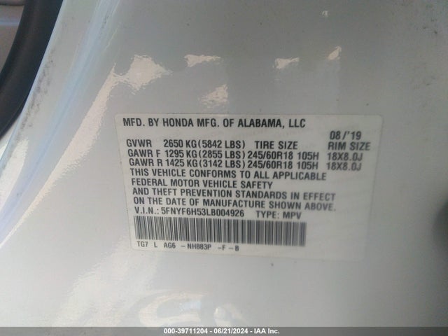 Honda Pilot Awd Ex-l 2020 5FNYF6H53LB004926 Image 9