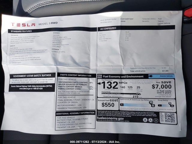 Tesla Model 3 Rear-wheel Drive 2024 5YJ3E1EA5RF752507 Image 15