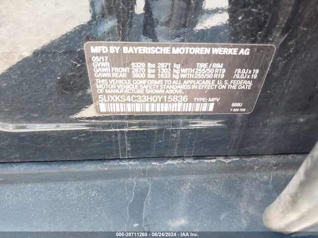 5UXKS4C33H0Y15836 BMW X5 Xdrive35d