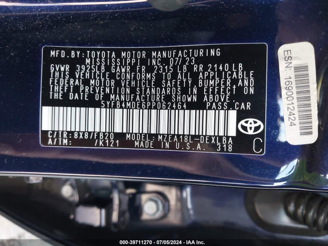 Toyota COROLLA LE 2023 5YFB4MDE6PP062464 Image 9