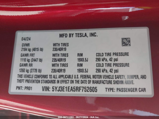 2024 TESLA MODEL 3 5YJ3E1EA5RF752605 Photo 8