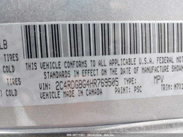 2C4RDGBG4HR769505 Dodge Grand Caravan Se Plus