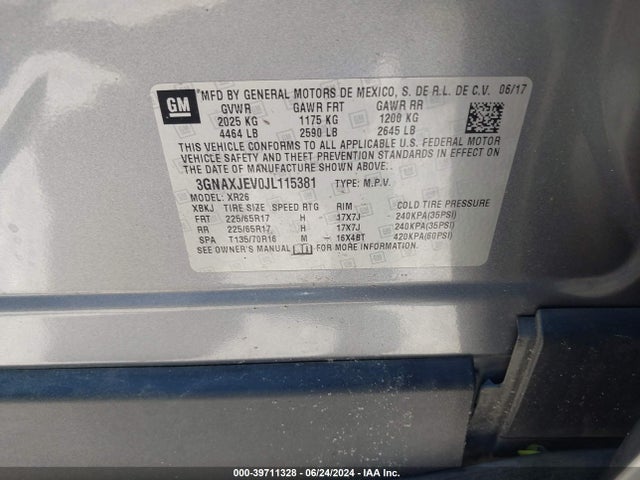 Chevrolet EQUINOX LT 2018 3GNAXJEV0JL115381 Image 9