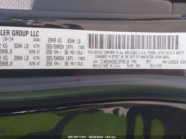 Dodge Durango Sxt 2014 1C4RDHAG5EC970518 Image 9