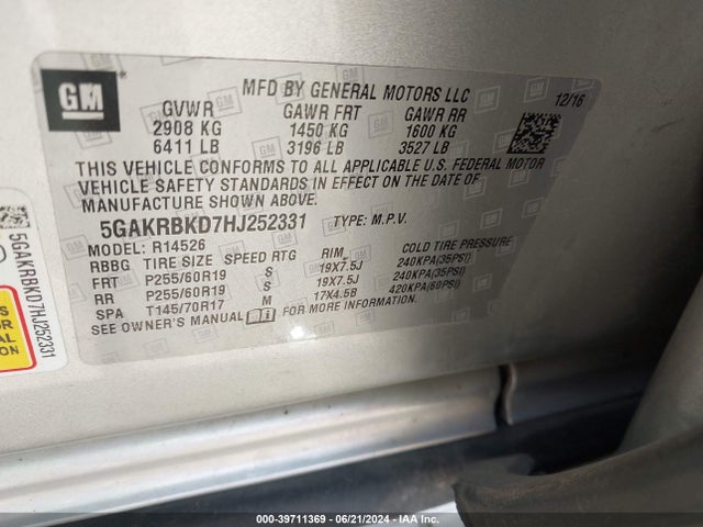 Buick Enclave Leather 2017 5GAKRBKD7HJ252331 Image 9