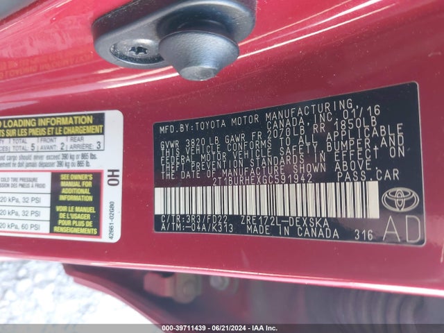 Toyota Corolla S Plus 2016 2T1BURHEXGC591942 Image 9