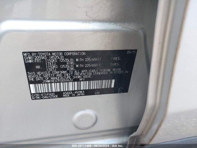 Toyota Rav4 Xle 2015 JTMWFREV7FD059632 Image 9