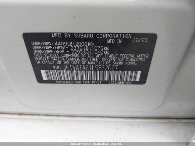 JF1VA1A61L9832027 Subaru WRX