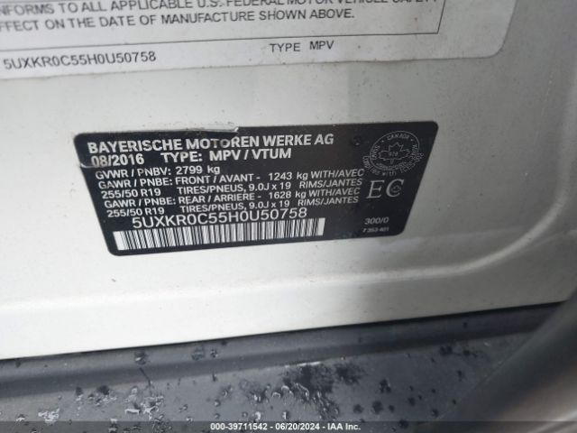 5UXKR0C55H0U50758 BMW X5 Xdrive35i