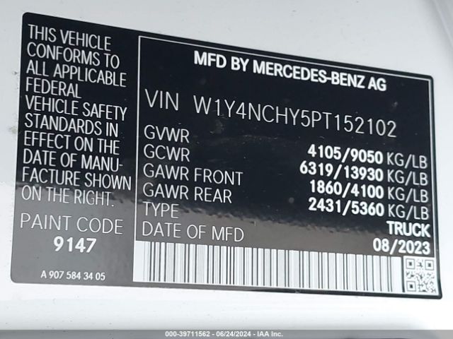 W1Y4NCHY5PT152102 Mercedes-Benz Sprinter 2500 High Roof 4-cyl Diesel Ho
