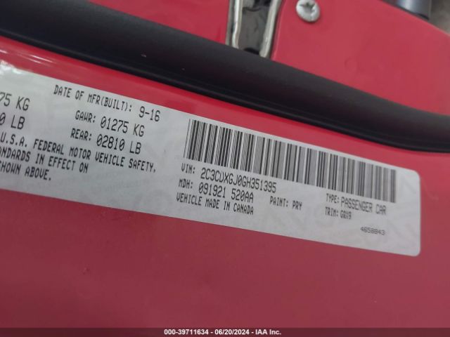 2C3CDXGJ0GH351395 Dodge Charger R/t Scat Pack