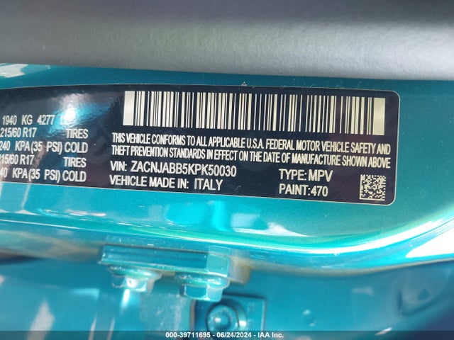 ZACNJABB5KPK50030 Jeep Renegade Altitude Fwd