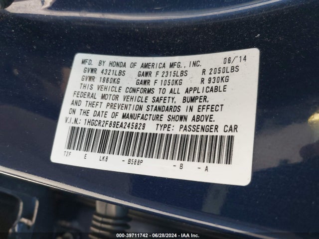 Honda Accord Ex-l 2014 1HGCR2F89EA245829 Image 9