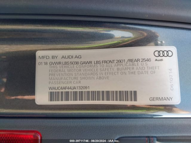 WAUC4AF44JA132091 Audi S4 3.0t Premium Plus