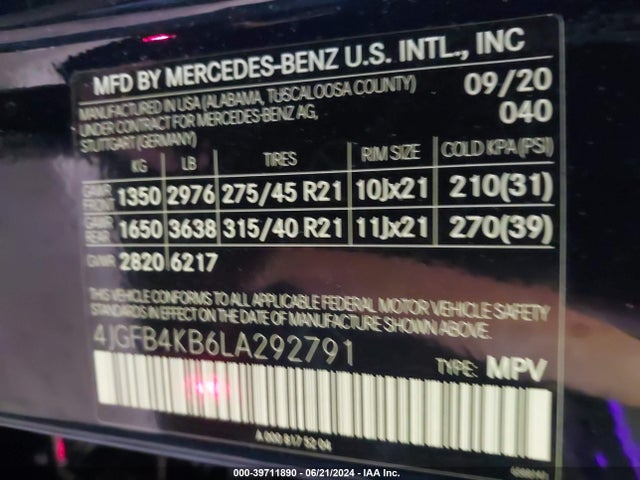 4JGFB4KB6LA292791 Mercedes-Benz Gle 350 4matic