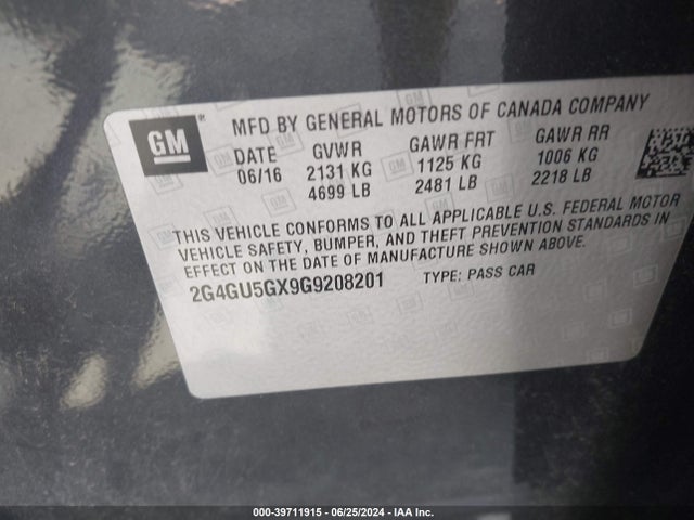 2G4GU5GX9G9208201 Buick Regal Turbo Gs